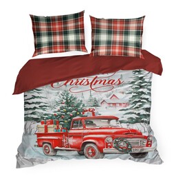 Eurofirany Pościel świąteczna 160x200 XMAS biała czerwona Merry