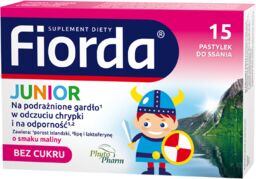 Fiorda Junior, smak malinowy, 15 pastylek do ssania