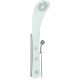 Panel natryskowy szklany biały, przeł funkcji, 2 dysze