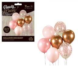 Bukiet balonowy B&C różowo-miedziany 7szt 12" Godan BB-RMD7