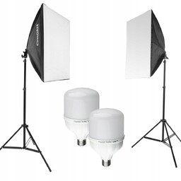 2x Lampa fotograficzna Softbox 50x70 Żarówki Led