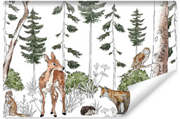 Muralo Fototapeta Dla Dzieci Urocze Zwierzęta Leśne 368x254cm