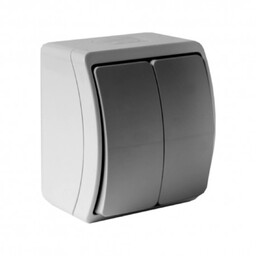 Łącznik świecznikowy podwójny natynkowy IP44 popiel/grafit 152-08 DV