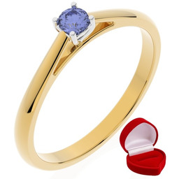 ZŁOTY PIERŚCIONEK ZARĘCZYNOWY 585 14k TANZANIT 0,09 ct