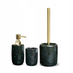 Komplet zestaw łazienkowy z kamionki elementy złota czarny