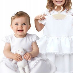 Biała sukienka na Chrzest na zamek sukieneczka