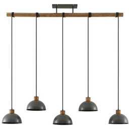 Lindby - Durbis 5 Lampa Wisząca Dark Grey/Wood