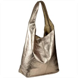 Torebka worek skórzana shopper stare złoto