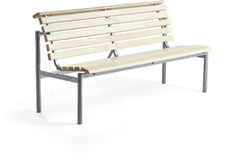 Ławka drewniana AURORA, 1800x700x900 mm, rama srebrny, brzoza