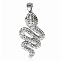 Elegancki rodowany srebrny wisiorek wąż żmija snake cyrkonie