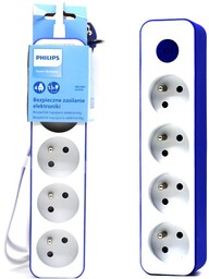 Philips biało-niebieska 4 gniazda 1,5m chp2145u/60