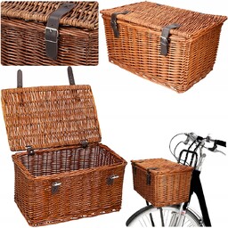 Duży Kosz Na Bagażnik Koszyk Rowerowy Wiklinowy Przód