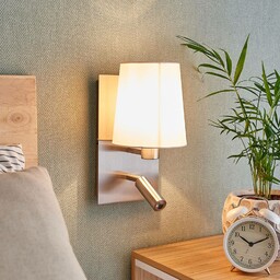 Lampa ścienna Lindby Aiden, biały, nikiel, lampka