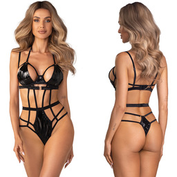 Obsessive Keira Lise czarne body z paskami bielizna