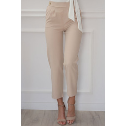 Spodnie cygaretki z zaszewkami ciepły beż Firland