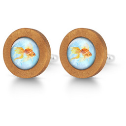 Pakamera Złota rybka - drewniane spinki do mankietów