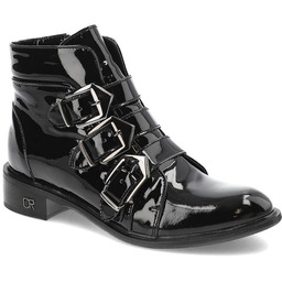 Czarne Botki Carinii Carinii Eleganckie Skórzane Buty Damskie