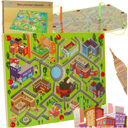 Gra Labirynt Magnetyczny Drewniany Miasto Planszowa 2 Graczy