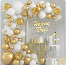 Zestaw balonów do girlandy balonowej biało-złoty - 79