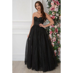 Sukienka maxi tiulowa z gorsetem czarna Dajana