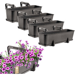 Skrzynka balkonowa z uchwytami Castro brązowa 60 cm,