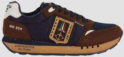 AERONAUTICA MILITARE Brązowe męskie sneakersy z naszywką Frecce