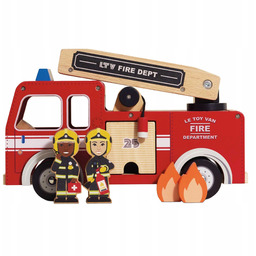 Drewniany wóz strażacki zestaw z figurkami straż pożarna