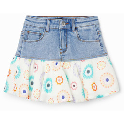 Desigual Spódnica dżinsowa mini z falbanką w geometryczne