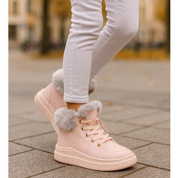 Ocieplane botki jak trampki Różowe