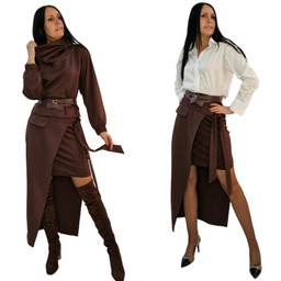 Pakamera Brązowa Asymetryczna spódnica z wiązaniem