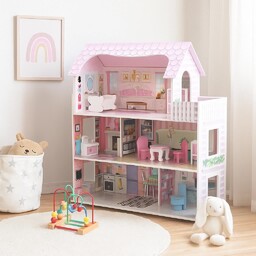 Domek dla lalek HOMEE drewniany XL  3-poziomowy