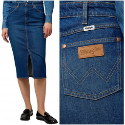Wrangler Pencil Skirt ołówkowa jeansowa spódnica rozcięcie