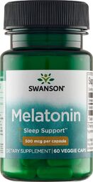 Swanson Melatonin, melatonina 500 g, 60 kapsułek wegetariańskich