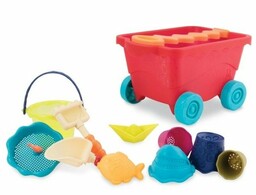 Kolorowe akcesoria do piasku w czerwonym wózku, BX1594-B.Toys