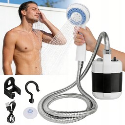 Prysznic Turystyczny Bezprzewodowy Przenośny Ogrodowy Z Hakiem 2200MAH