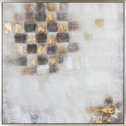 Eurofirany Obraz 644 80x80 biały złoty abstrakcja kratka