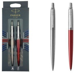 Komplet Parker JOTTER Długopis srebrny + czerwony Parker