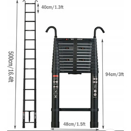 drabina teleskopowa przystawna 6,5m robocza haki