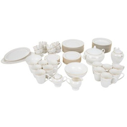 AMBITION Serwis obiadowo-kawowy porcelanowy Aura Gold 12 osób
