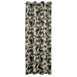 Eurofirany Zasłona 140x250 Eleni oliwkowa kwiaty liście welurowa
