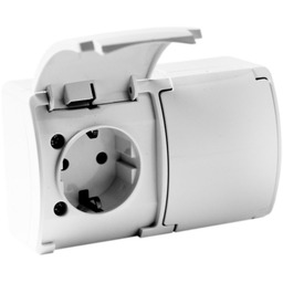 Gniazdo podwójne schuko natynkowe IP44 białe 182-01-DRV