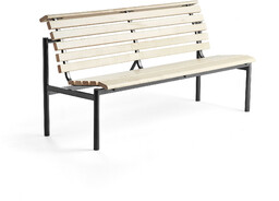 Ławka drewniana AURORA, 1800x700x900 mm, rama czarny, brzoza
