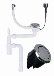 Syfon Zlewozmywakowy Przyścienny Automatyczny 1 komorowy chrom klik