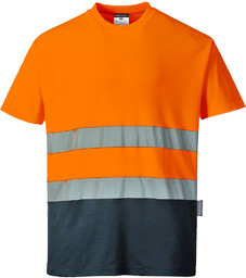 PORTWEST S173 T-SHIRT DWUKOLOROWY OSTRZEGAWCZY COTTON COMFORT; POMARAŃCZOWY/GRANATOWY