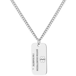 Męska zawieszka ze stali z grawerem medycznym informacja