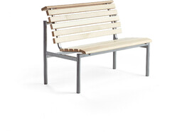 Ławka drewniana AURORA, 1200x700x900 mm, rama srebrny, brzoza