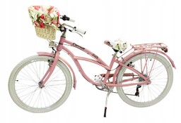 Piękny Aluminiowy Różowy rower 24 beach cruiser