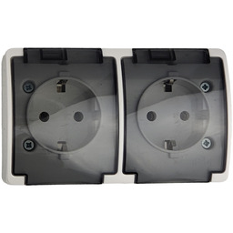 Gniazdo podwójne SCHUKO natynkowe ViPlast Koala IP44 białe