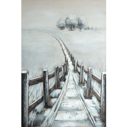 Eurofirany Obraz 653b 80x120 szary biały płot ręcznie