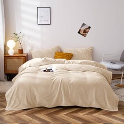 Pościel pluszowa 160x200 3cz. gładka zimowa miś beżowa